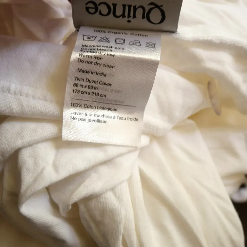Quince Brushed Cotton Duvet Cover TWIN White NEW Organic Cotton NO INSERT /SHAMS